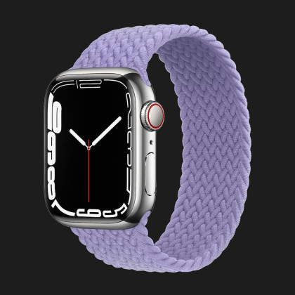 Apple Watch Series 7 45mm Silver Stainless Steel Case with Braided Solo Loop (English Lavender)